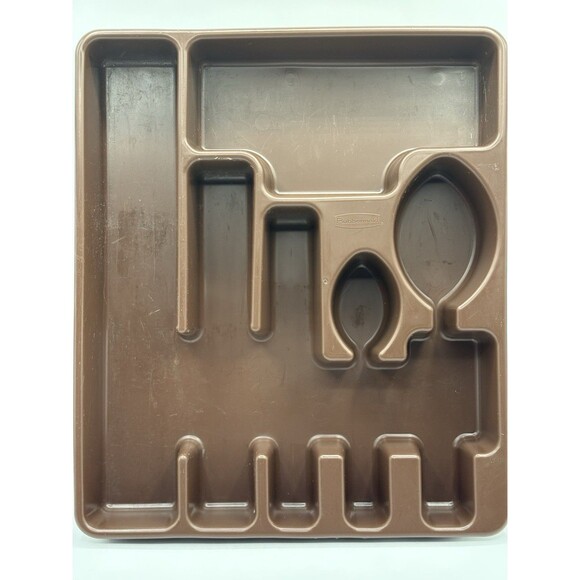 Vintage Rubbermaid Silverware Flatware Utensil Holder Tray Chocolate Brown - Picture 4 of 4